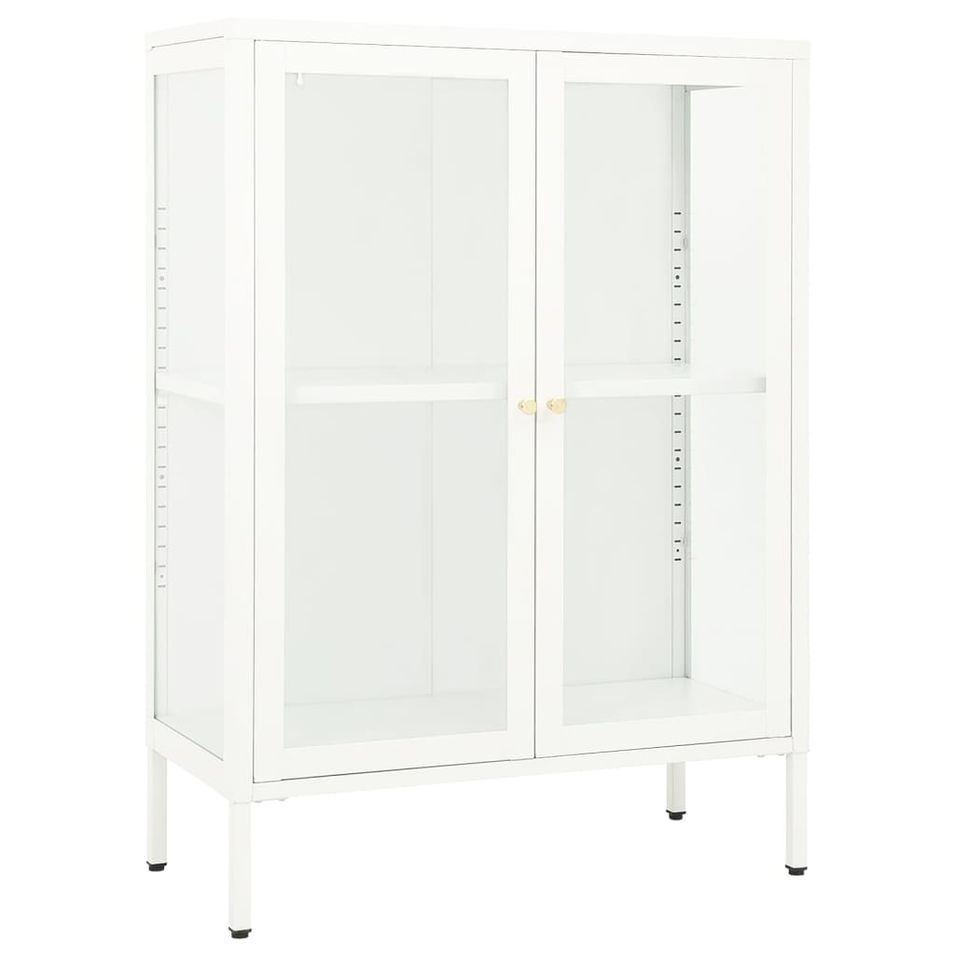 Buffet Blanc 75x35x105 cm Acier et verre - Photo n°1