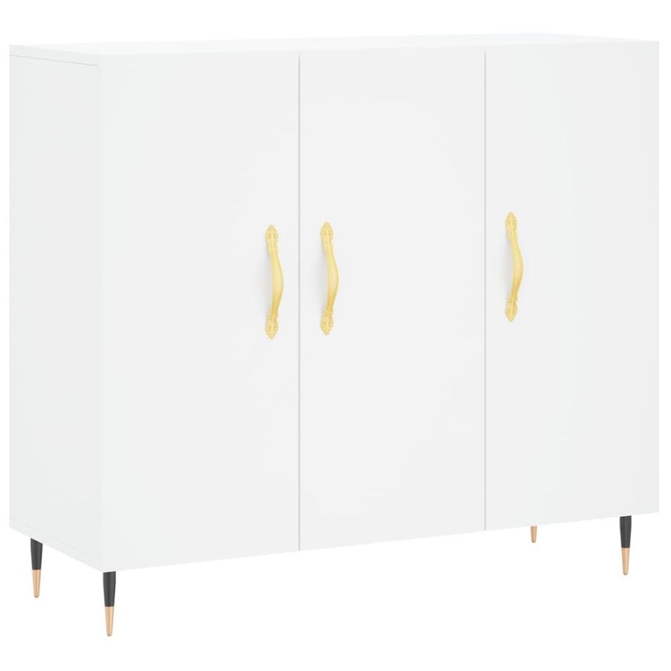 Buffet blanc 90x34x80 cm bois d'ingénierie - Photo n°1