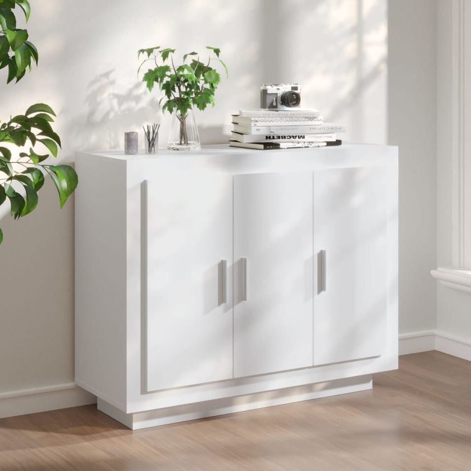 Buffet blanc 92x35x75 cm bois d’ingénierie - Photo n°1