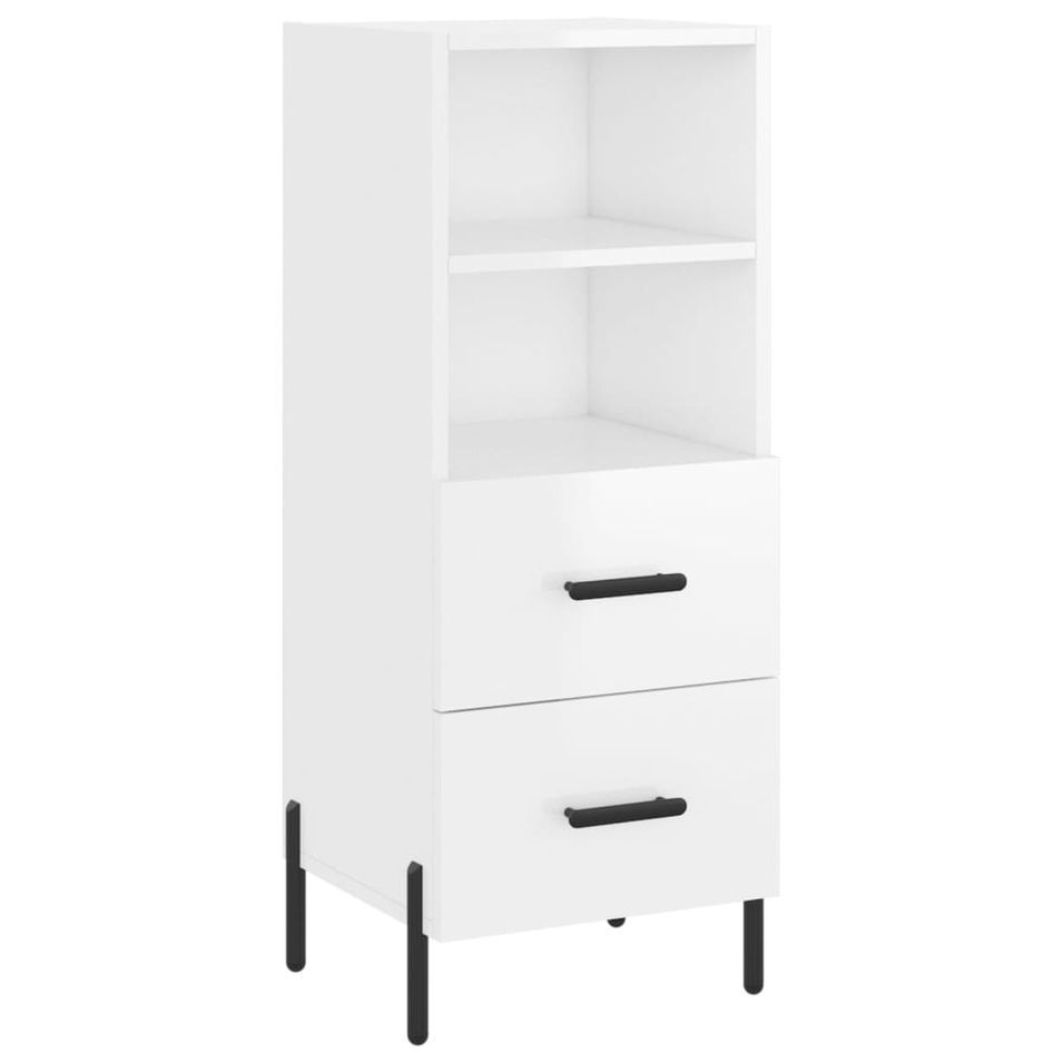 Buffet Blanc brillant 34,5x34x90 cm Bois d'ingénierie - Photo n°1