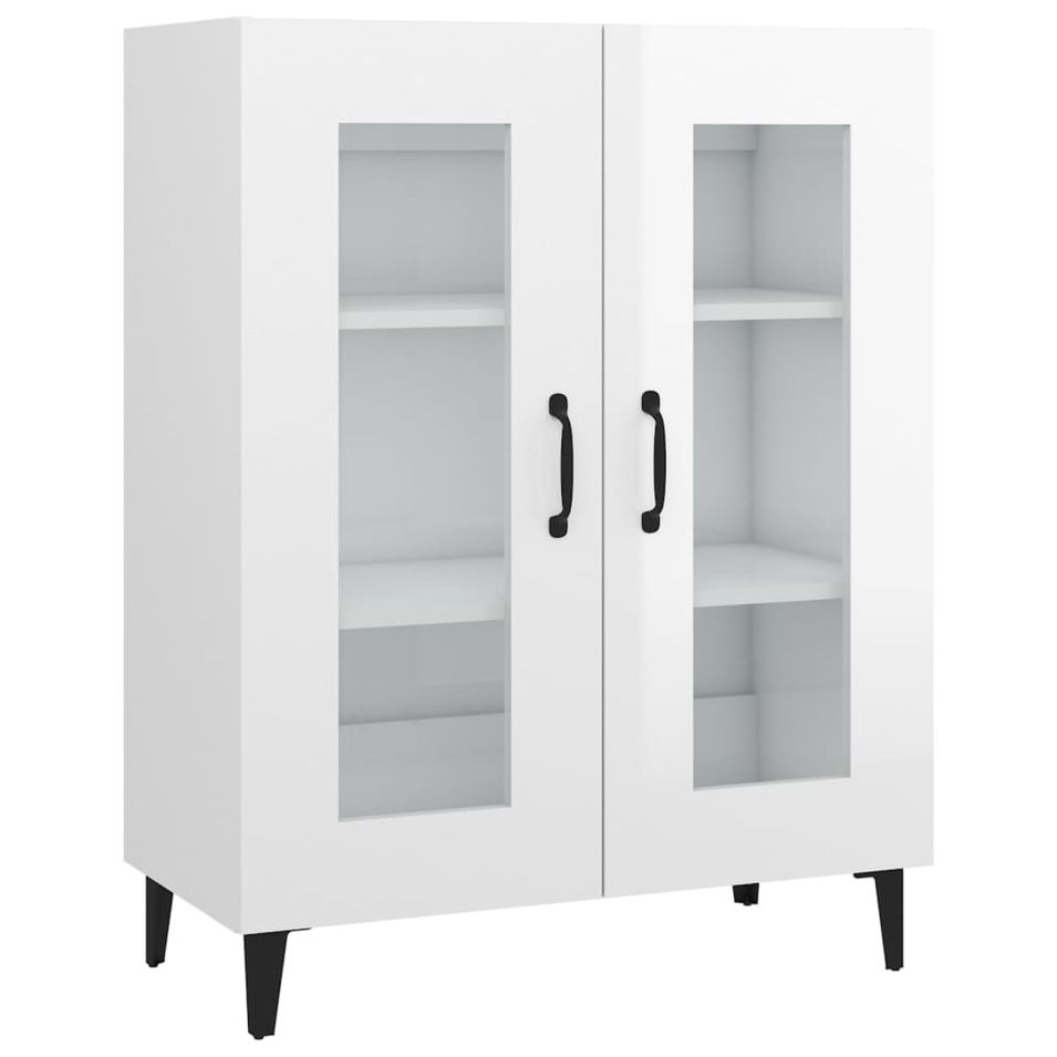 Buffet Blanc brillant 69,5x34x90 cm Bois d'ingénierie - Photo n°1