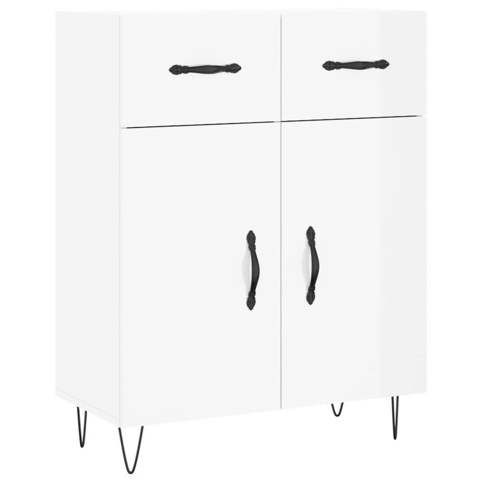 Buffet Blanc brillant 69,5x34x90 cm Bois d'ingénierie - Photo n°1