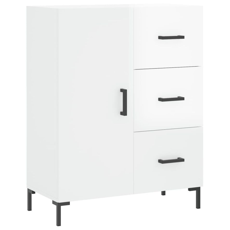 Buffet Blanc brillant 69,5x34x90 cm Bois d'ingénierie - Photo n°1