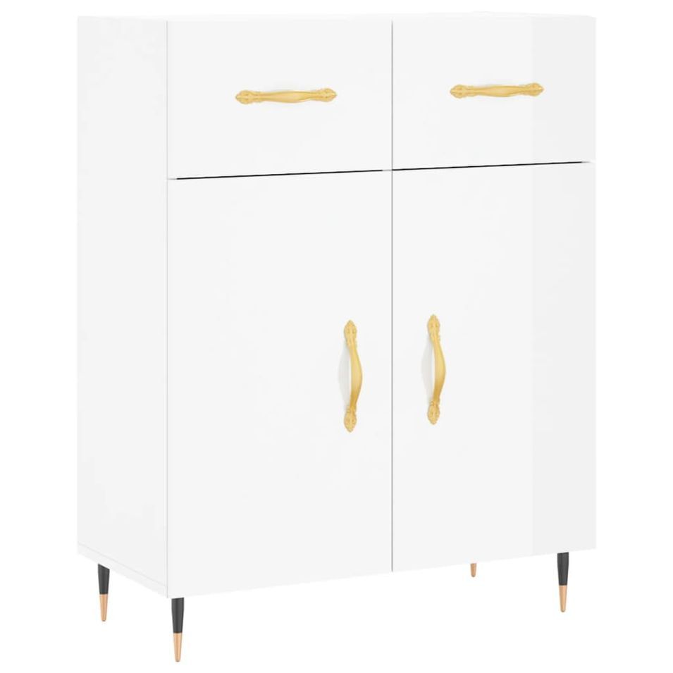 Buffet Blanc brillant 69,5x34x90 cm Bois d'ingénierie - Photo n°1