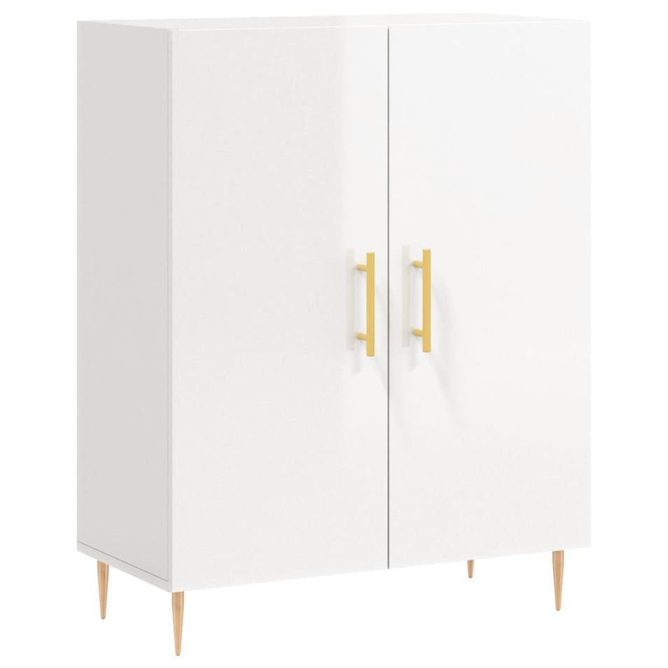 Buffet Blanc brillant 69,5x34x90 cm Bois d'ingénierie - Photo n°1