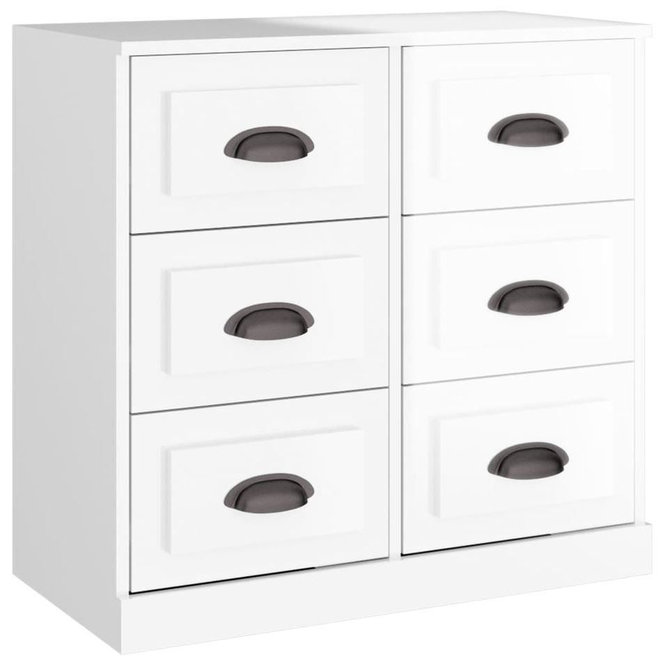 Buffet blanc brillant 70x35,5x67,5 cm bois d'ingénierie - Photo n°1