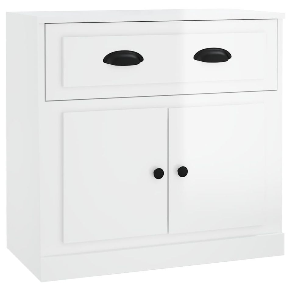 Buffet blanc brillant 70x35,5x67,5 cm bois d'ingénierie - Photo n°1