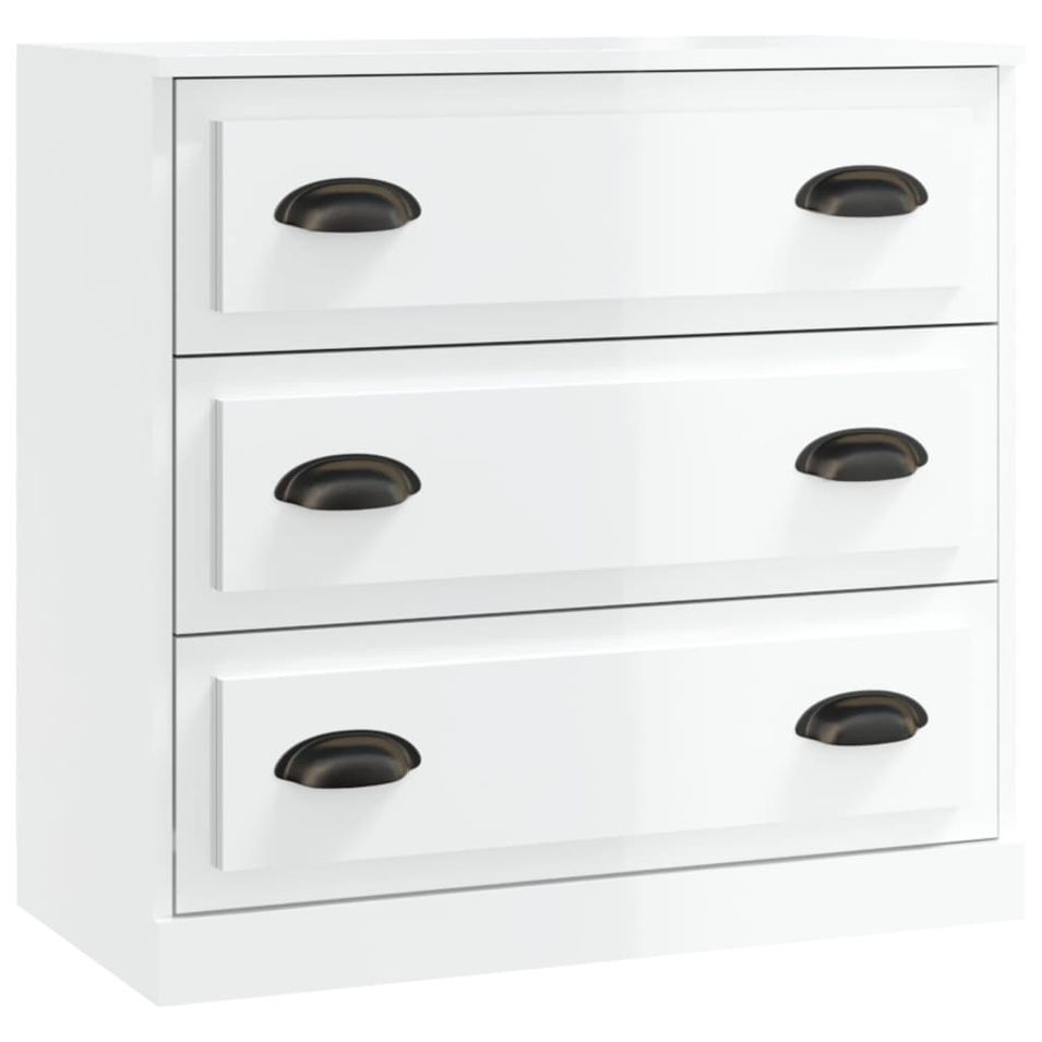 Buffet blanc brillant 70x35,5x67,5 cm bois d'ingénierie - Photo n°1