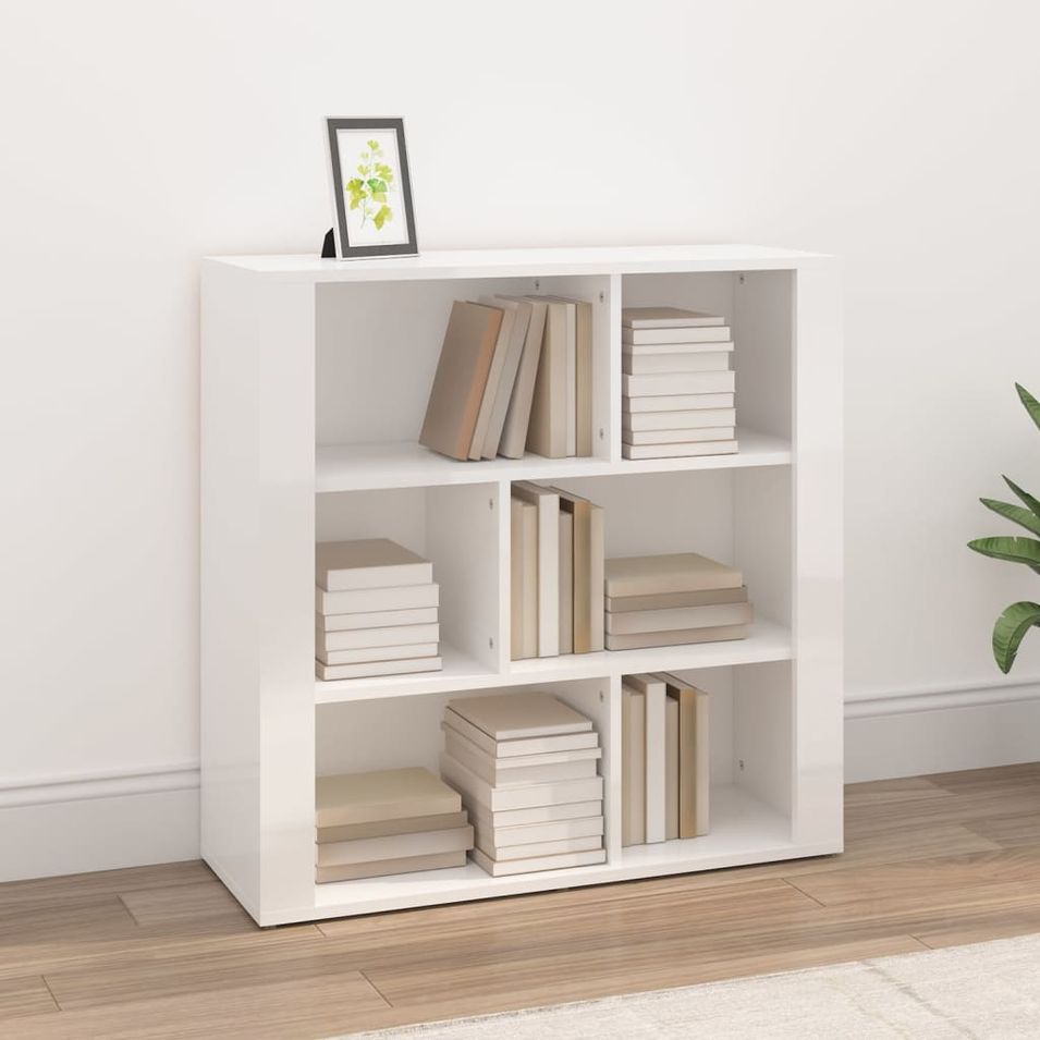 Buffet Blanc brillant 80x30x80 cm Bois d'ingénierie - Photo n°1