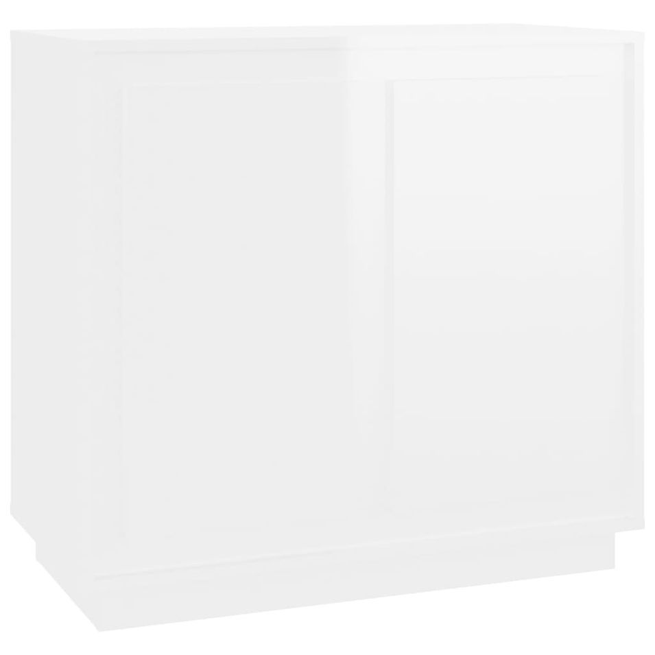 Buffet blanc brillant 80x34x75 cm bois d'ingénierie - Photo n°1