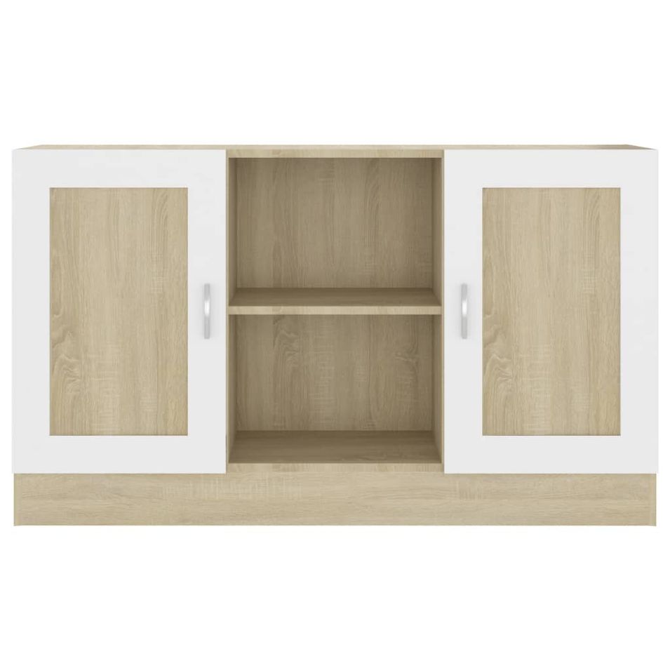 Buffet Blanc et chêne sonoma 120x30,5x70 cm - Photo n°1