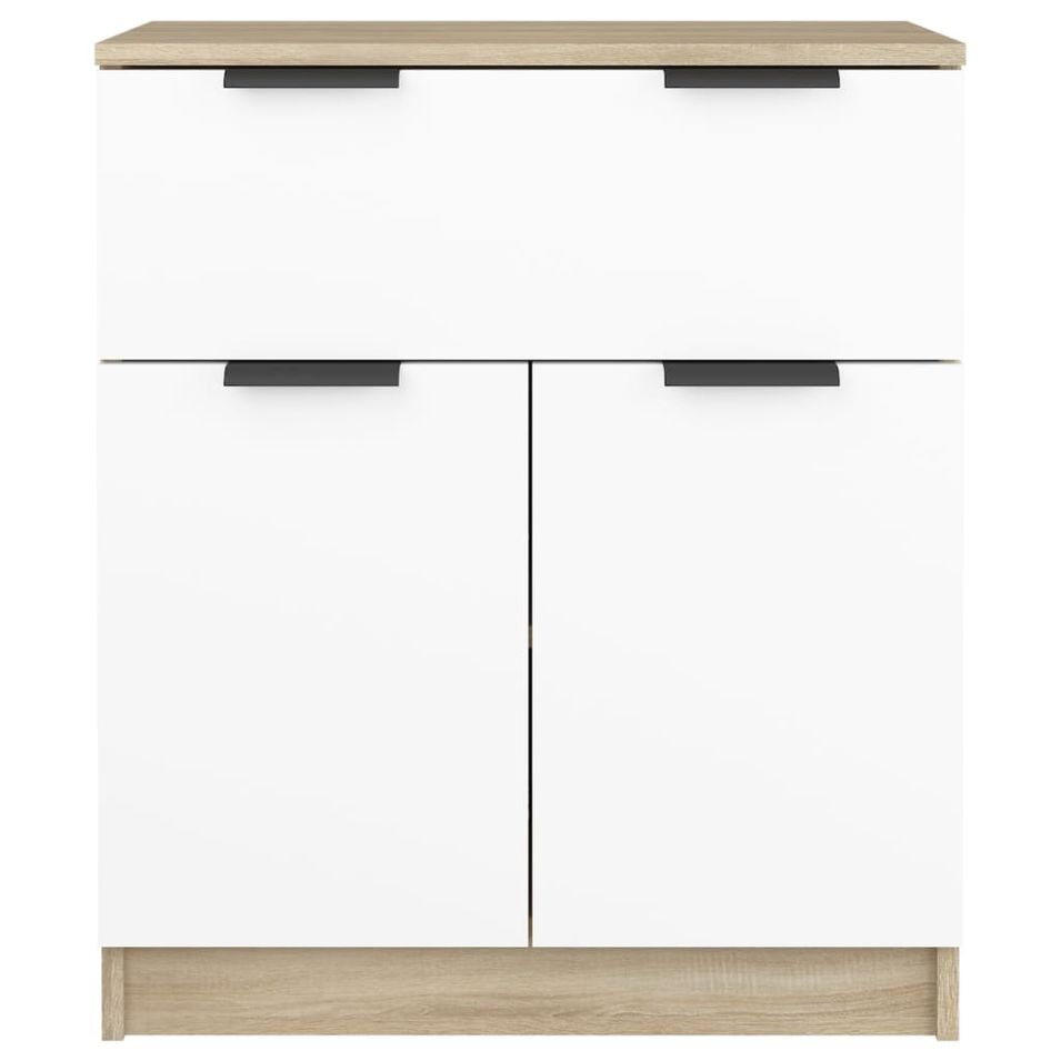 Buffet Blanc et chêne sonoma 60x30x70 cm Bois d'ingénierie - Photo n°1