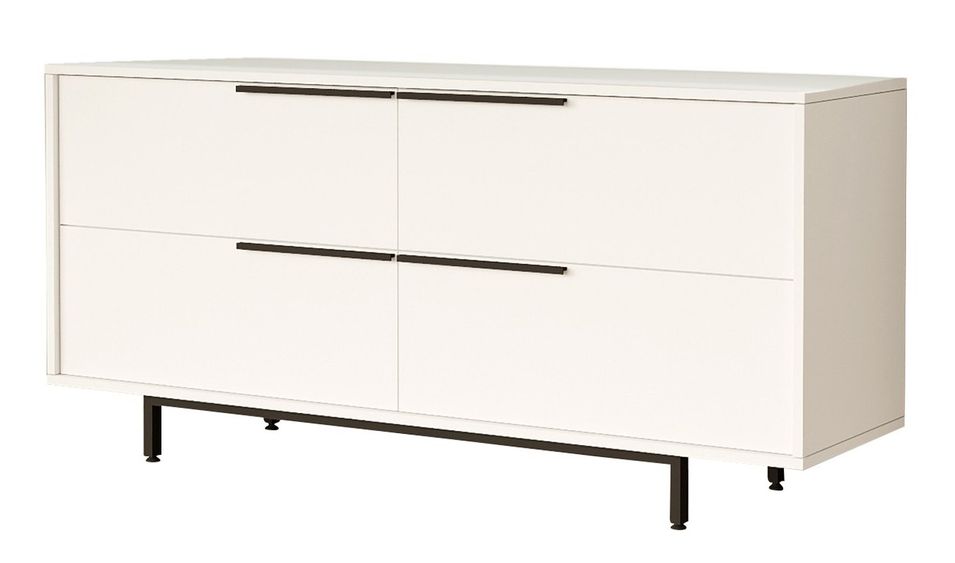 Buffet bois et rotin 4 portes battantes Zenax 160 cm - Photo n°1