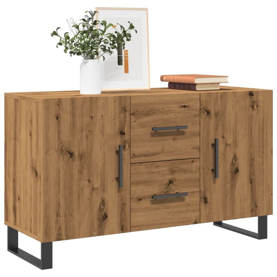 Buffet chêne artisanal 100x36x60 cm bois d'ingénierie - Photo n°1