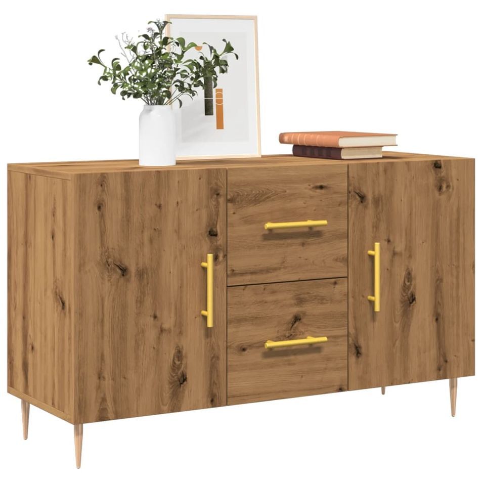 Buffet chêne artisanal 100x36x60 cm bois d'ingénierie - Photo n°1