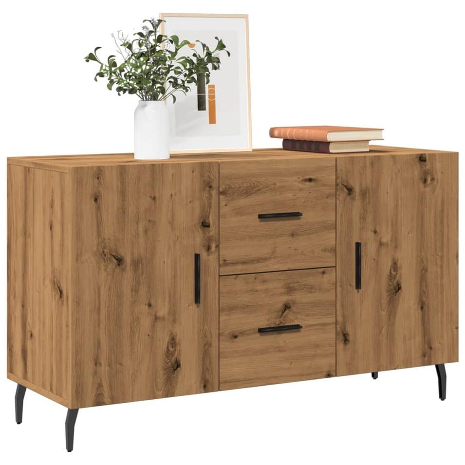 Buffet chêne artisanal 100x36x60 cm bois d'ingénierie - Photo n°1