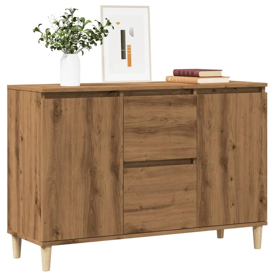 Buffet chêne artisanal 102x35x70 cm bois d'ingénierie - Photo n°1
