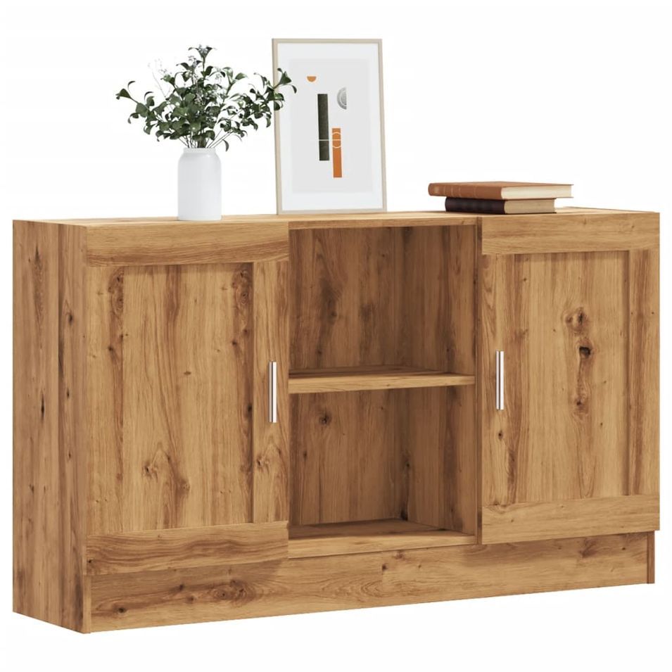 Buffet chêne artisanal 120x30,5x70 cm bois d'ingénierie - Photo n°1