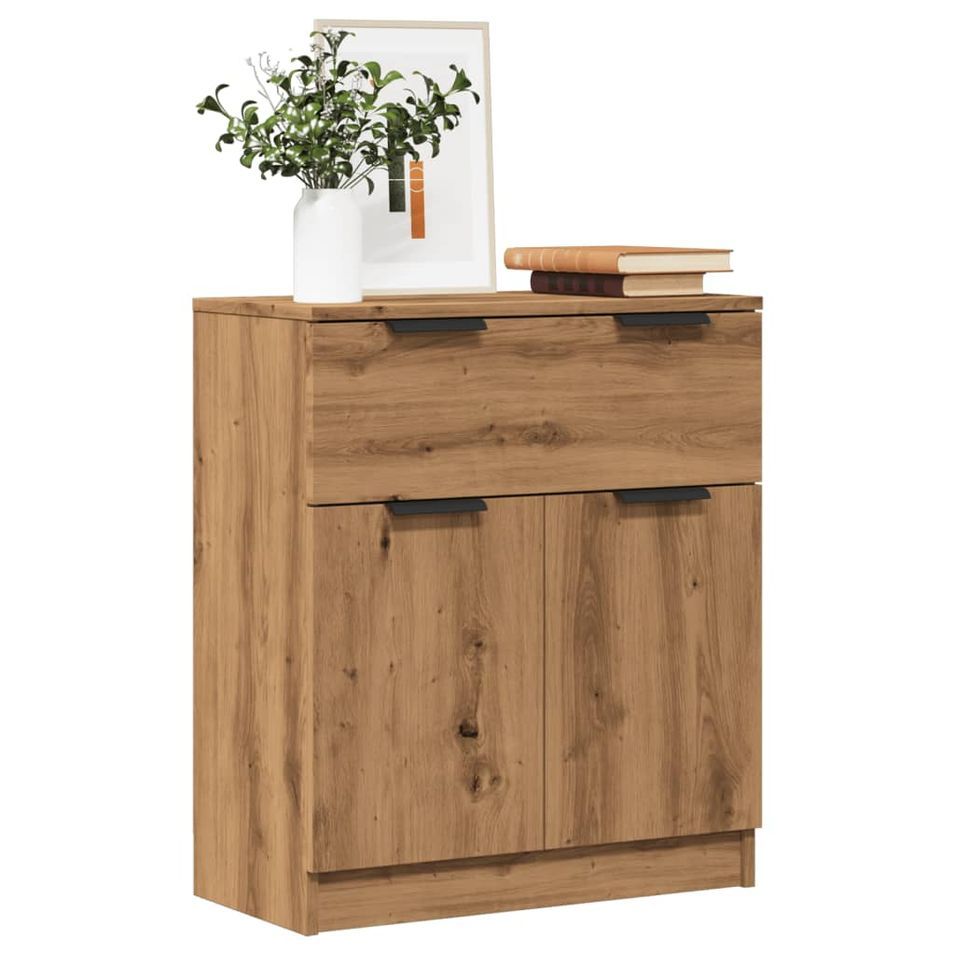 Buffet chêne artisanal 60x30x70 cm bois d'ingénierie - Photo n°1