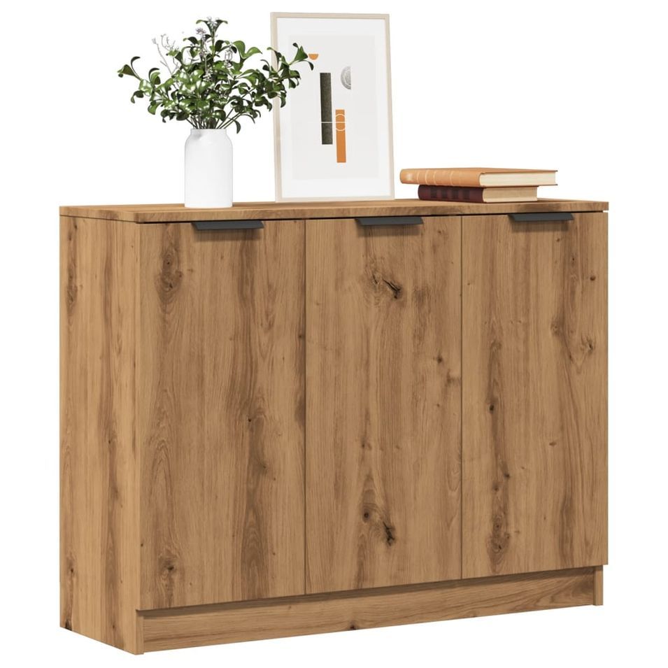Buffet chêne artisanal 90,5x30x70 cm bois d'ingénierie - Photo n°1