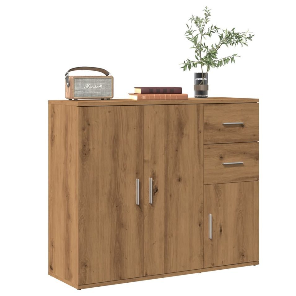Buffet chêne artisanal 91x29,5x75 cm bois d'ingénierie - Photo n°1