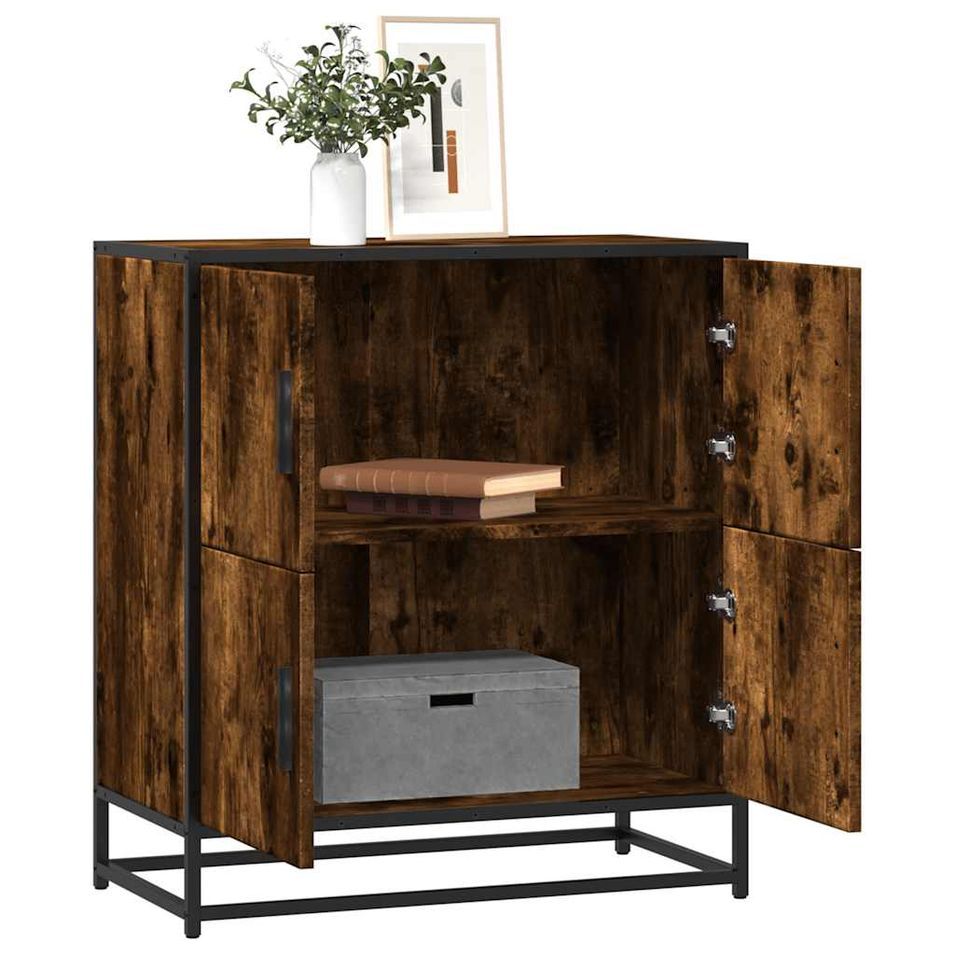 Buffet chêne fumé 68x35x76 cm bois d'ingénierie - Photo n°1