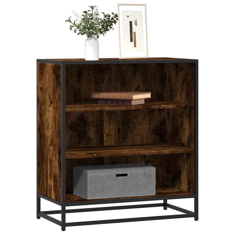 Buffet chêne fumé 68x35x76 cm bois d'ingénierie et métal - Photo n°1