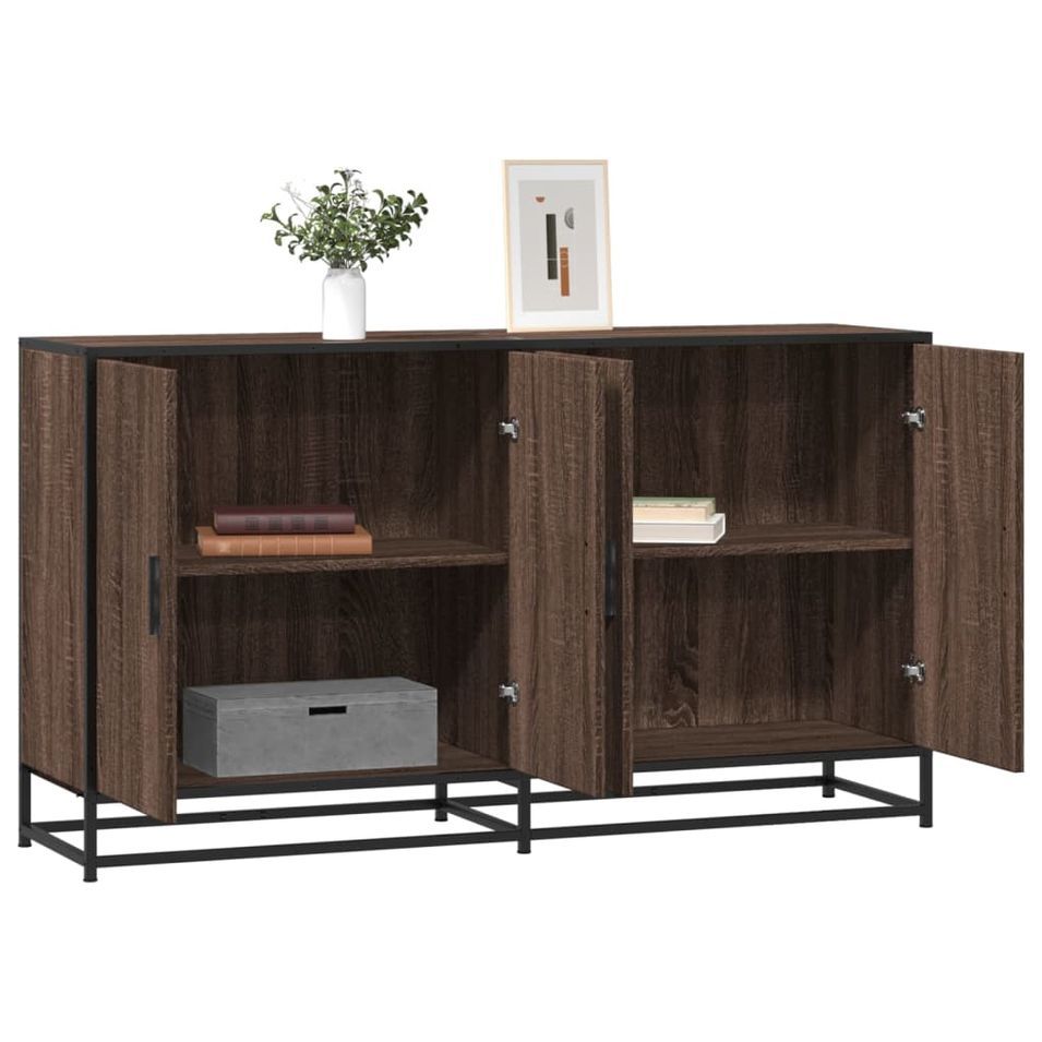 Buffet chêne marron 134x35x76 cm bois d'ingénierie - Photo n°1