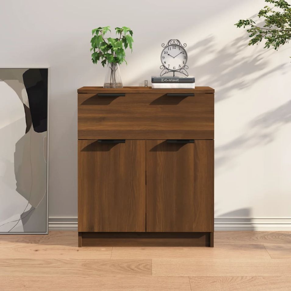 Buffet Chêne marron 60x30x70 cm Bois d'ingénierie - Photo n°1