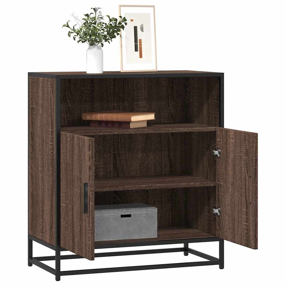 Buffet chêne marron 68x35x76 cm bois d'ingénierie - Photo n°1
