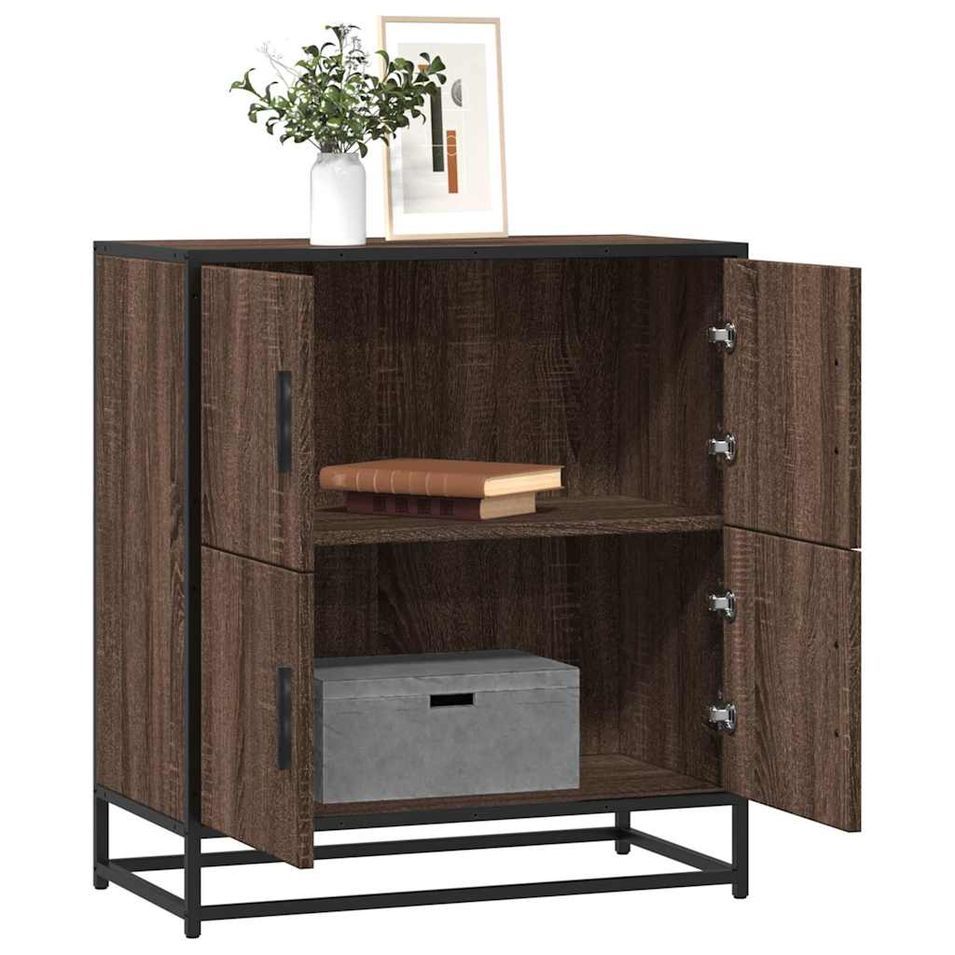 Buffet chêne marron 68x35x76 cm bois d'ingénierie - Photo n°1