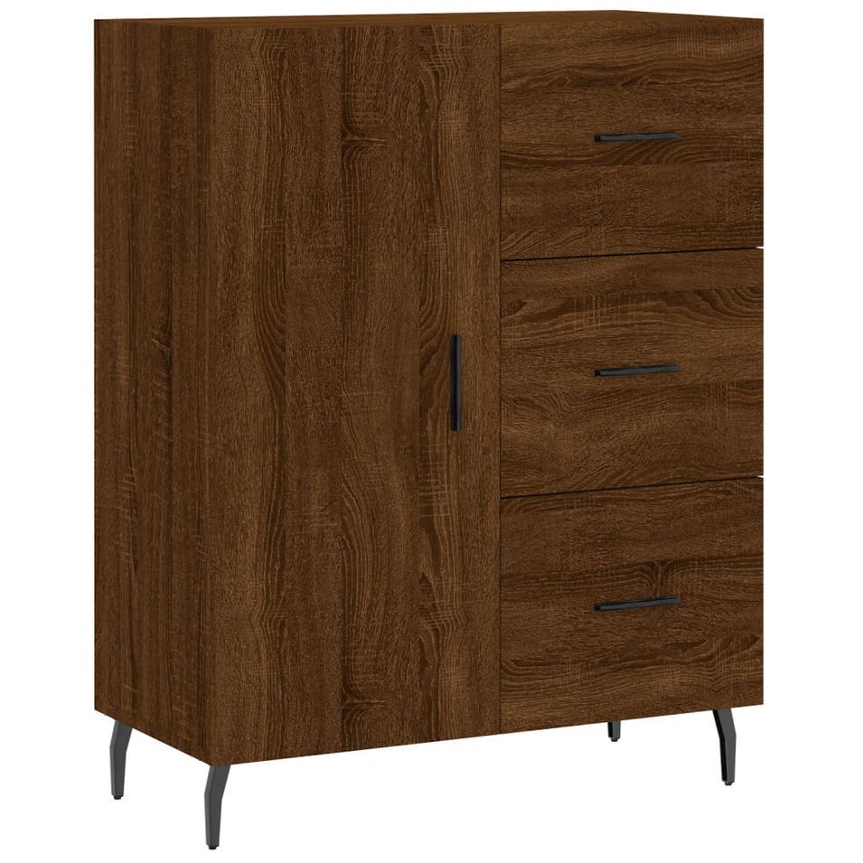 Buffet chêne marron 69,5x34x90 cm bois d'ingénierie - Photo n°1