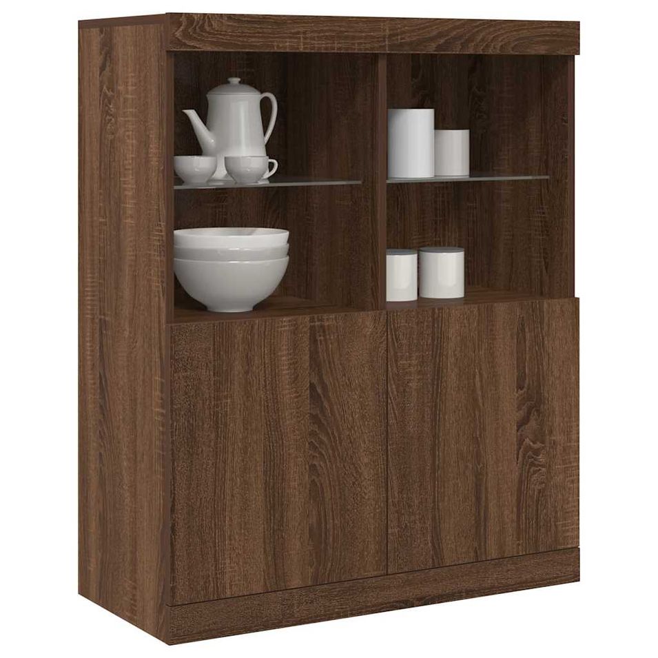 Buffet chêne marron 81x37x100 cm bois d'ingénierie - Photo n°1