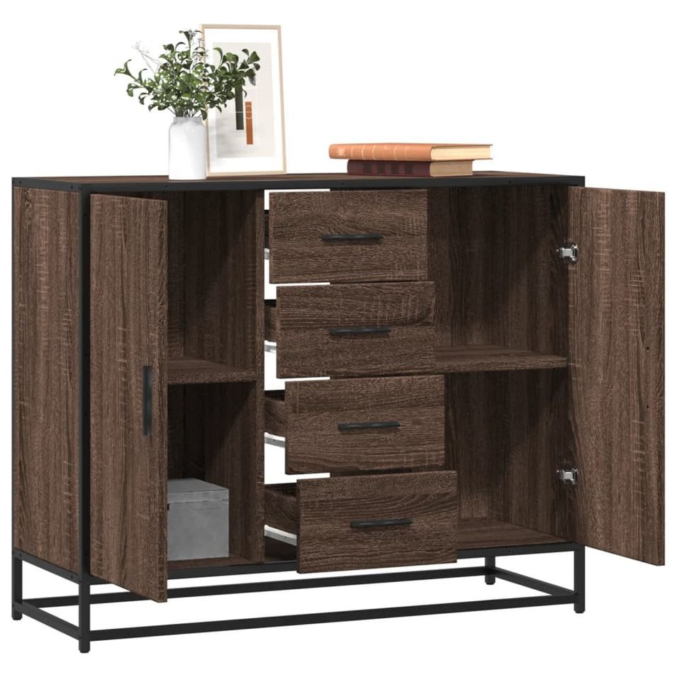 Buffet chêne marron 92x35x76 cm Bois d'ingénierie - Photo n°1