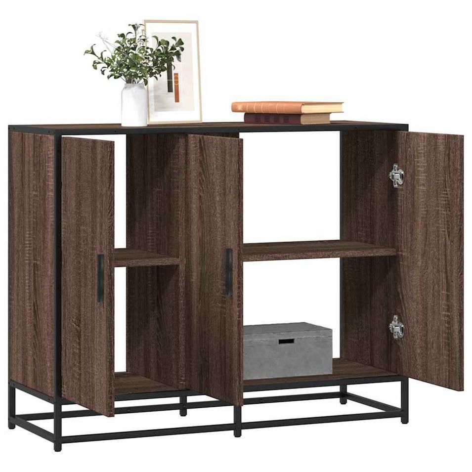 Buffet chêne marron 94x35x76 cm bois d'ingénierie - Photo n°1