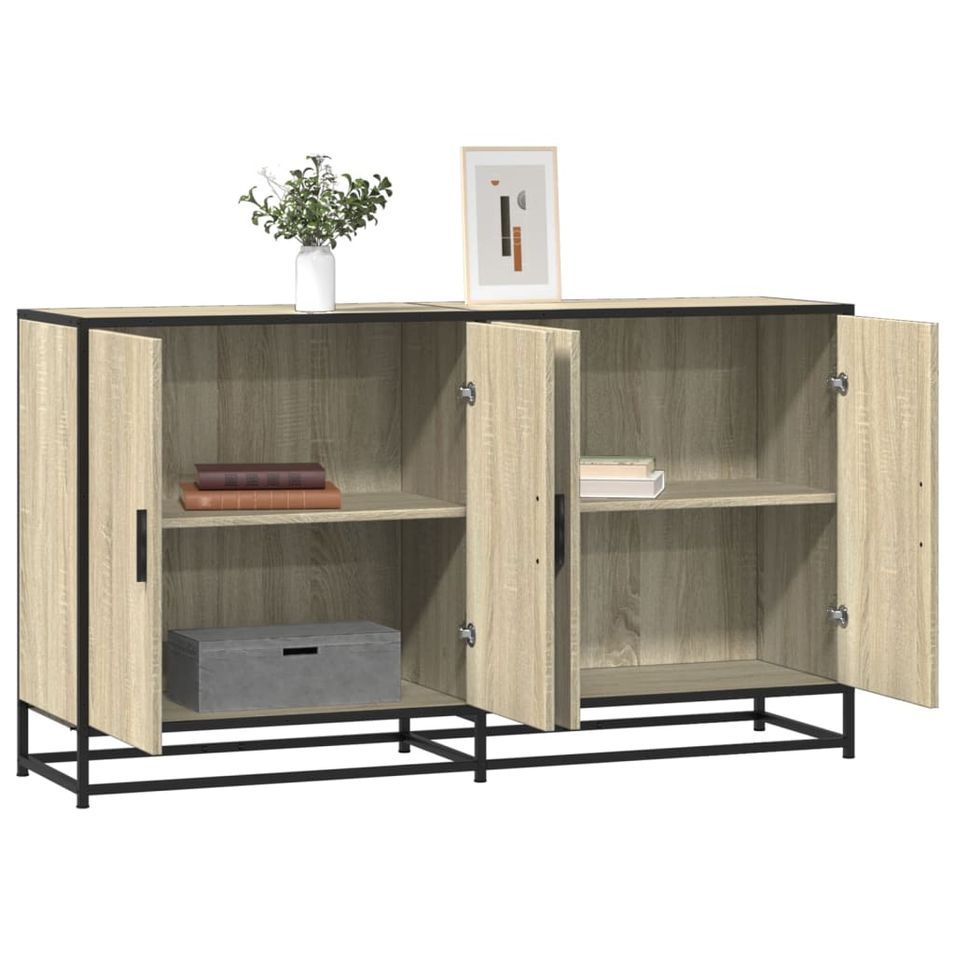 Buffet chêne sonoma 134x35x76 cm bois d'ingénierie - Photo n°1