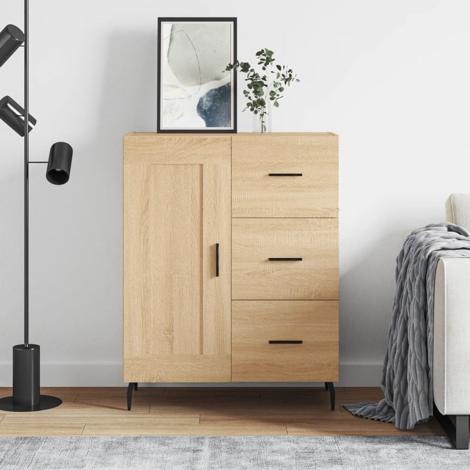 Buffet chêne sonoma 69,5x34x90 cm bois d'ingénierie - Photo n°1