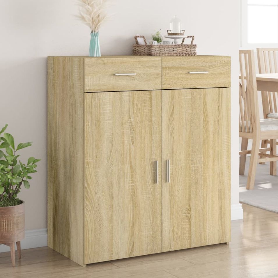 Buffet chêne sonoma 80x42,5x93 cm bois d'ingénierie - Photo n°1