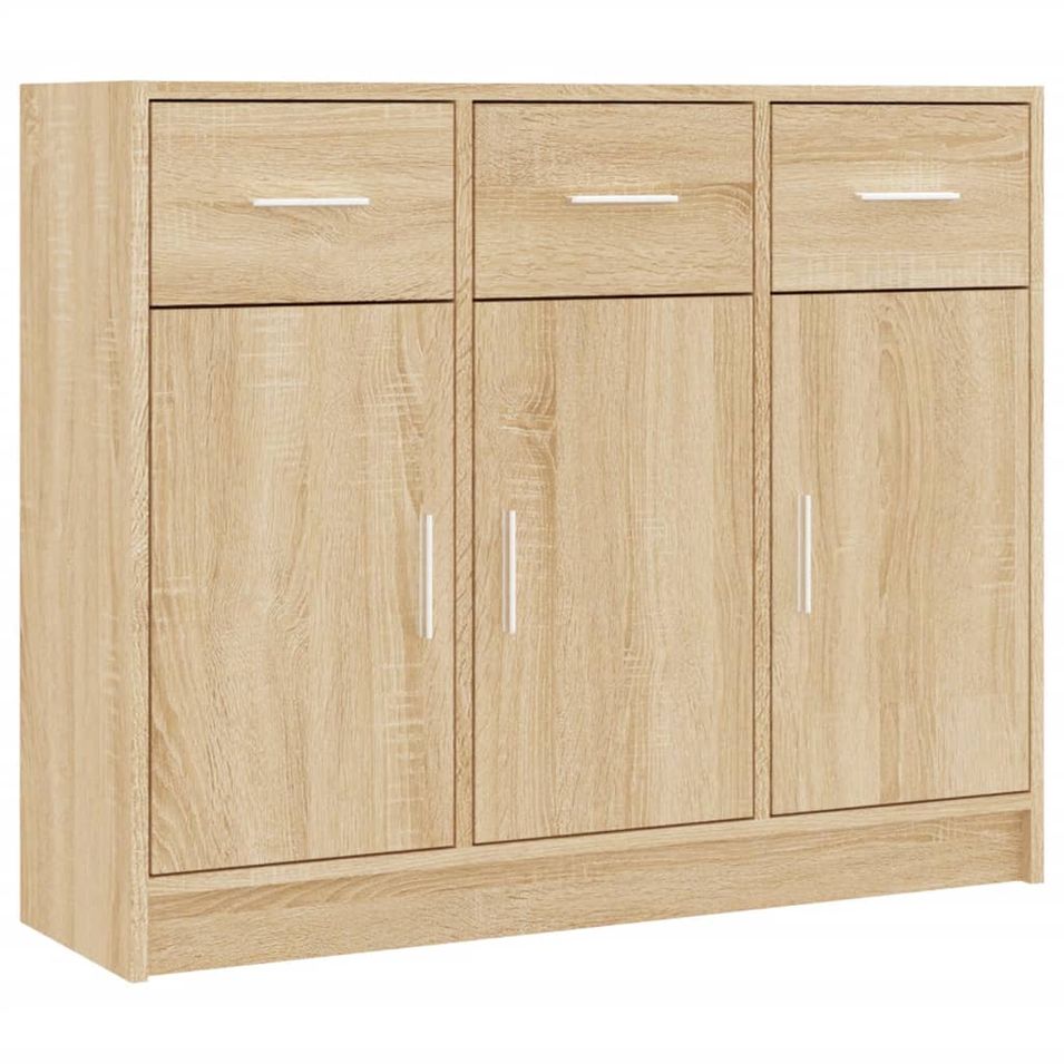 Buffet chêne sonoma 91x28x75 cm bois d'ingénierie - Photo n°1