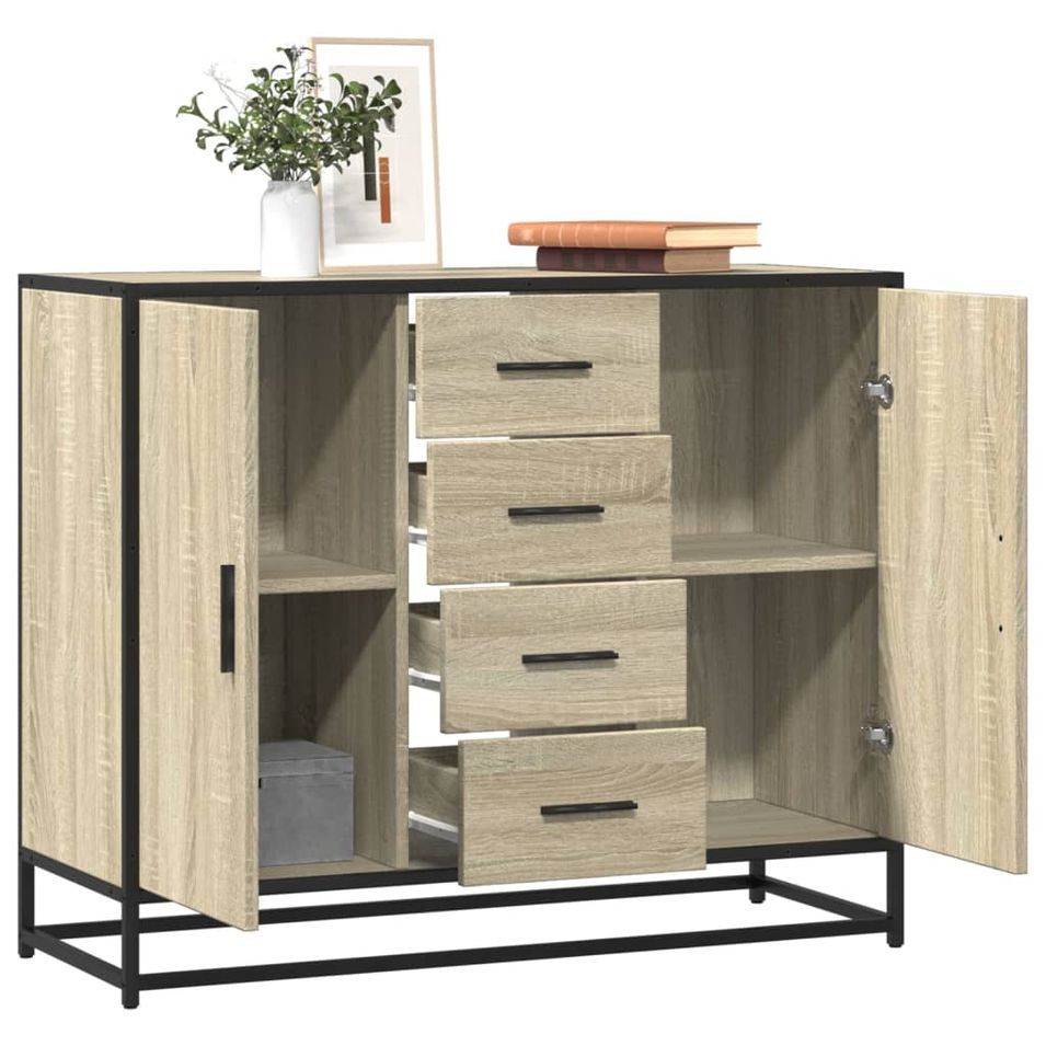 Buffet chêne sonoma 92x35x76 cm bois d'ingénierie - Photo n°1