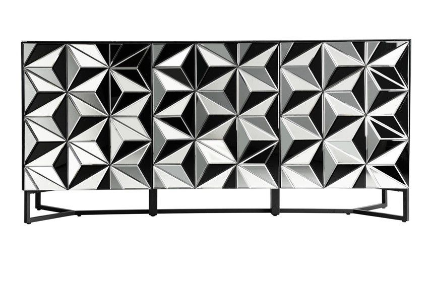 Buffet design miroirs argentés 3 portes Klym - Photo n°1