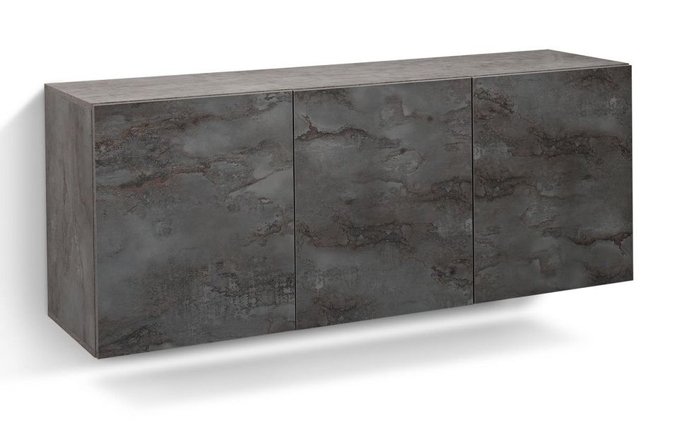 Buffet design suspendu 3 portes mélaminé gris Zocy L 165 cm - Photo n°1