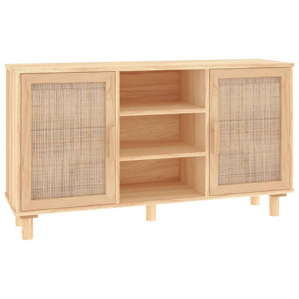 Buffet en bois avec 2 portes en Rotin naturel 105 cm - Modèle Kaliga - Photo n°1