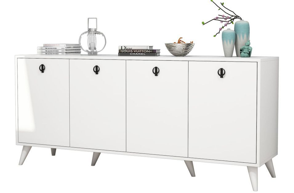 Buffet en bois blanc 4 portes Elite 180 cm - Photo n°1