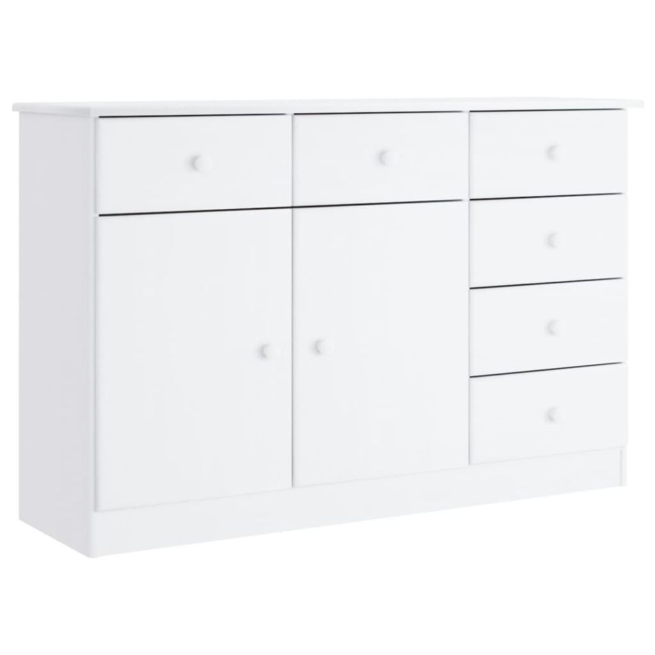 Buffet en bois massif 3 portes 6 tiroirs Malona 112 cm – Sobre et pratique - Photo n°1