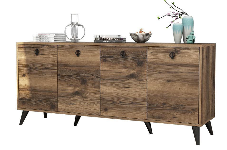 Buffet en bois noyer 4 portes Elite 180 cm - Photo n°1