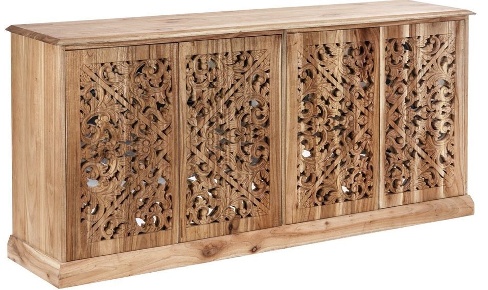 Buffet ethnique 4 portes bois de mindi naturel Fábio - Photo n°1