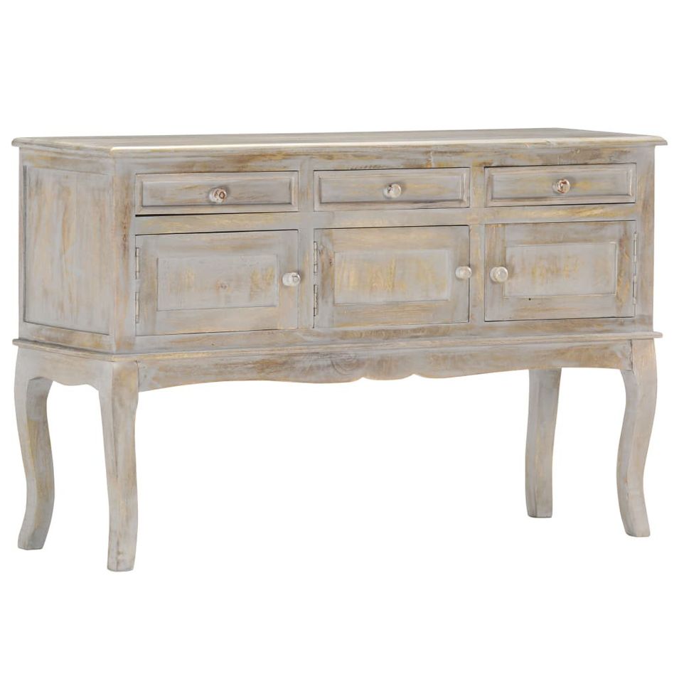 Buffet Gris 110x35x75 cm Bois massif de manguier - Photo n°1
