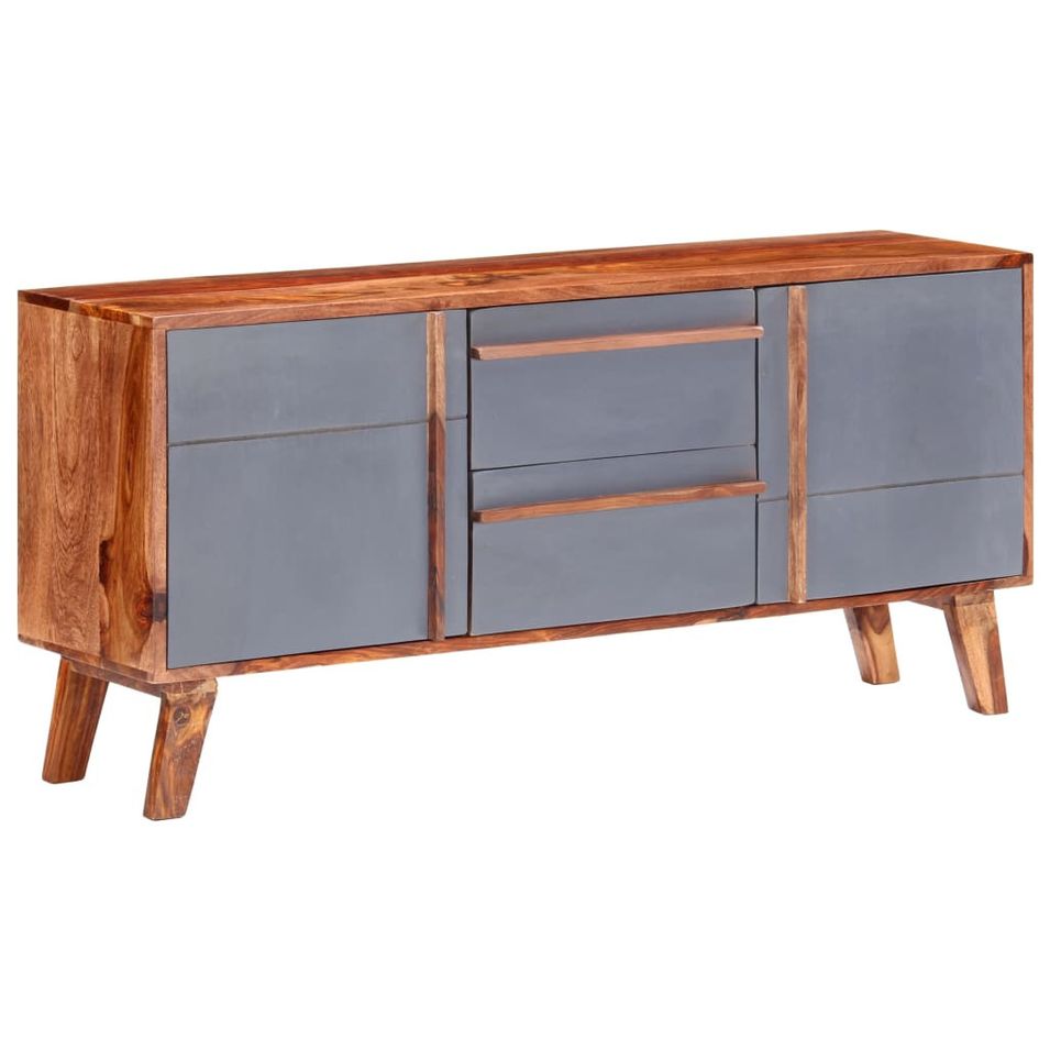Buffet Gris 120x30x55 cm Bois massif - Photo n°1