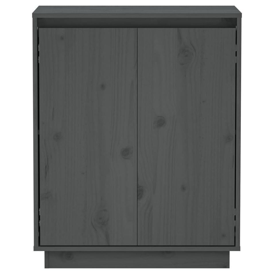 Buffet Gris 60x34x75 cm Bois massif de pin 2 - Photo n°6